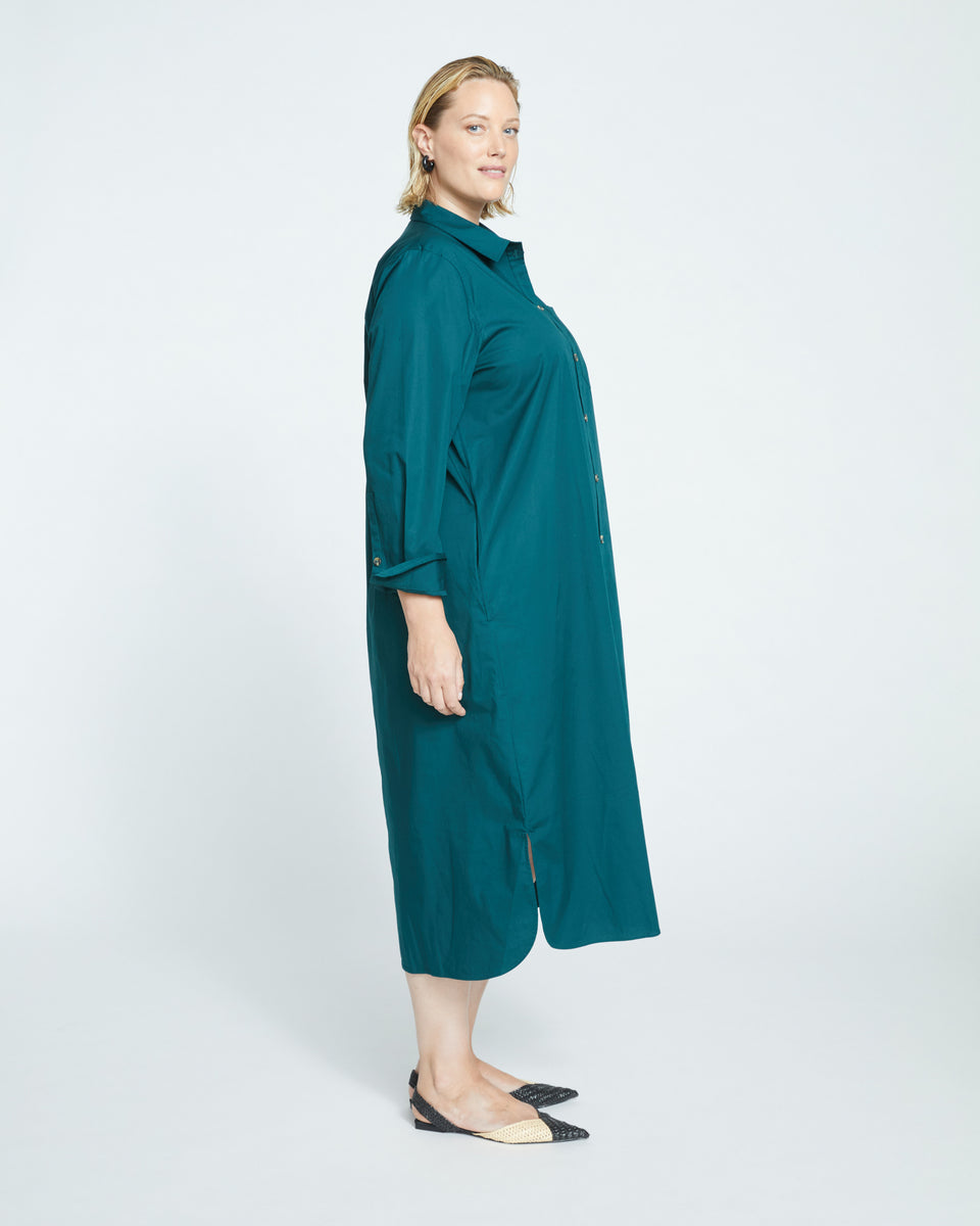 Odeon Stretch Poplin Shirtdress - Forest Green Zoom image 2