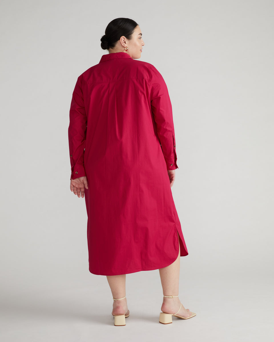 Odeon Stretch Poplin Shirtdress - Cerise Zoom image 3