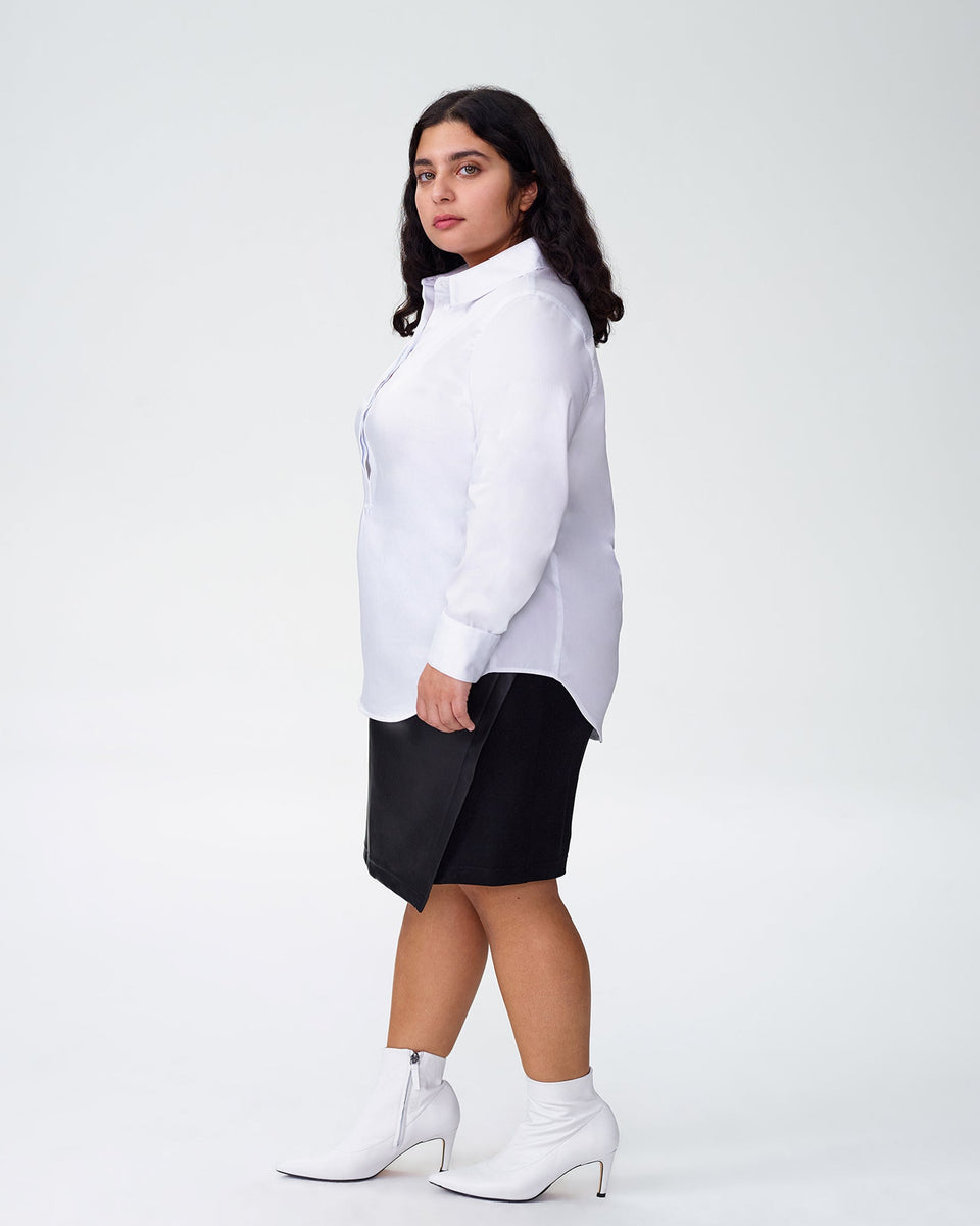 Elbe Popover Stretch Poplin Shirt Petite Fit - White Zoom image 2