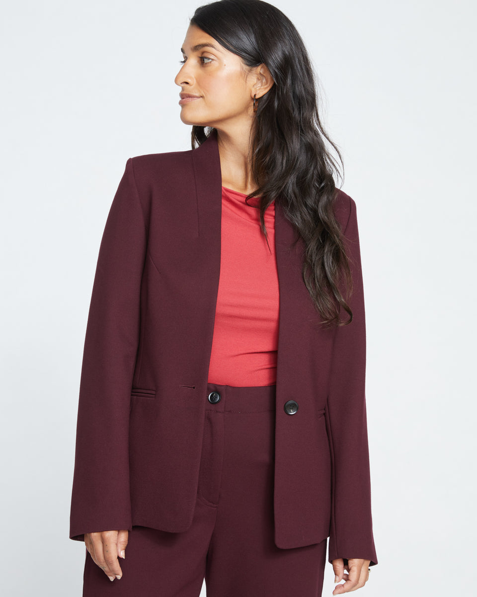 Lennox Collarless Ponte Blazer - Black Cherry Zoom image 0