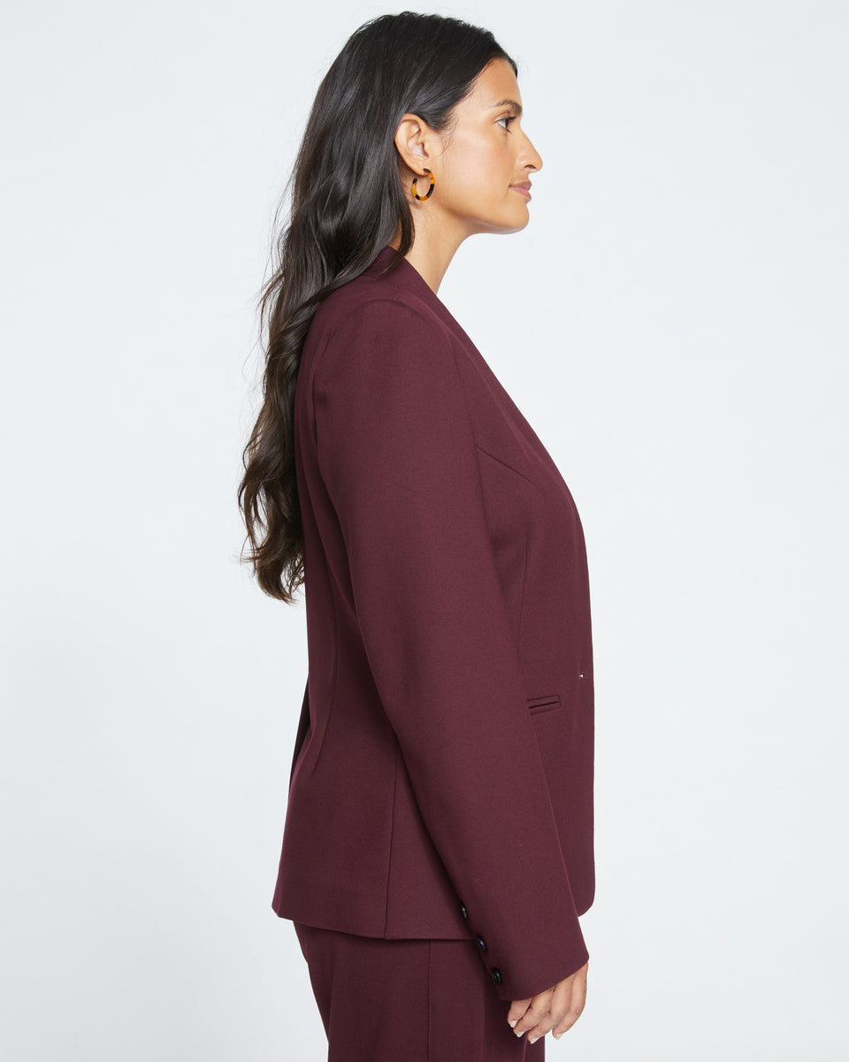 Lennox Collarless Ponte Blazer - Black Cherry Zoom image 2