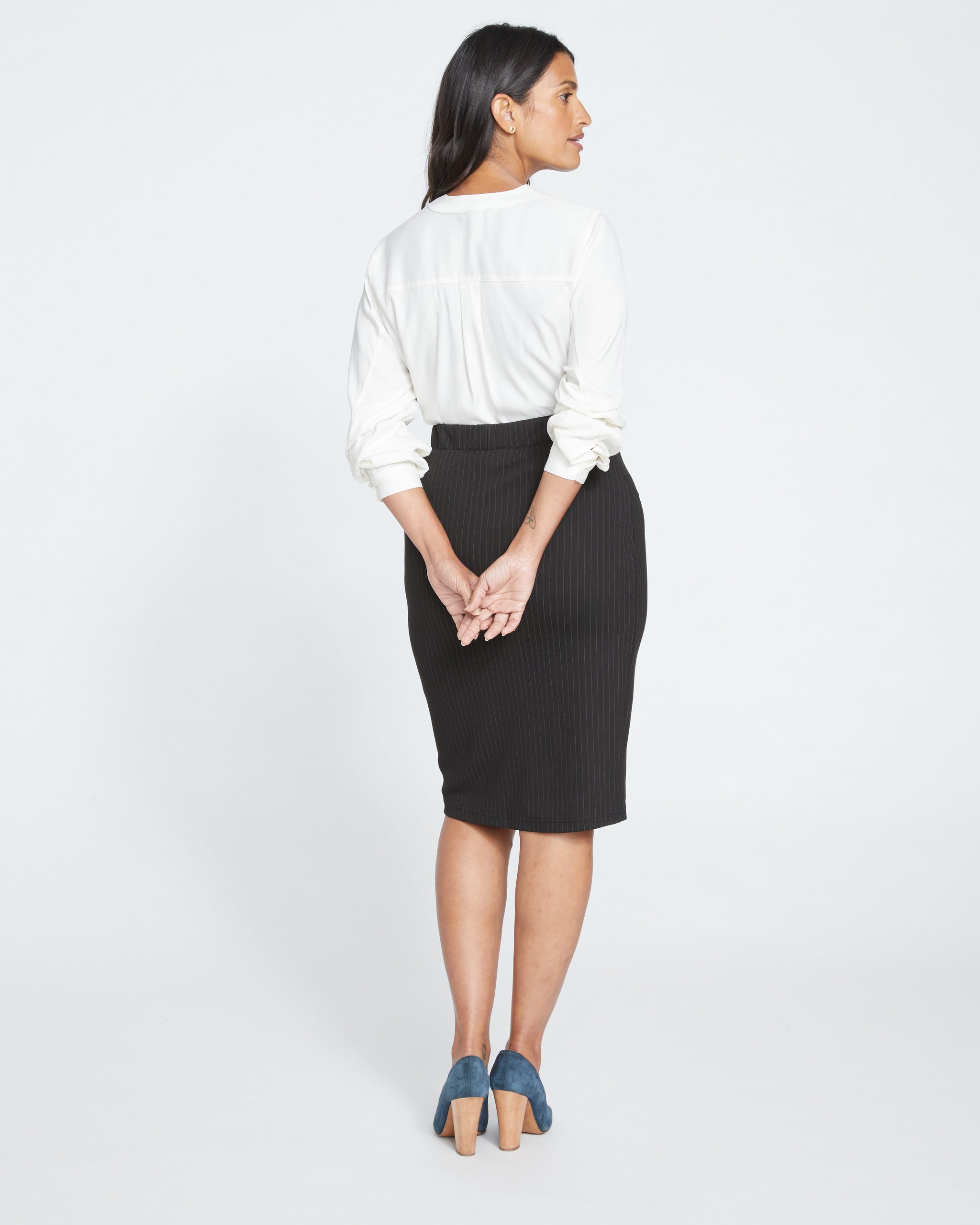 Danube Ponte Skirt - Slate Pinstripe | Universal Standard