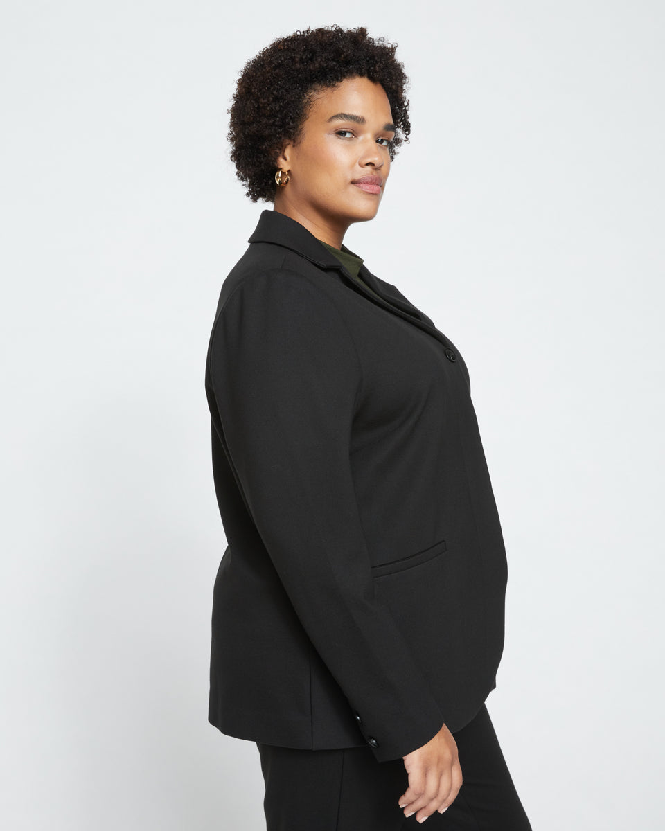 Janelle Tailored Ponte Blazer - Black Zoom image 2