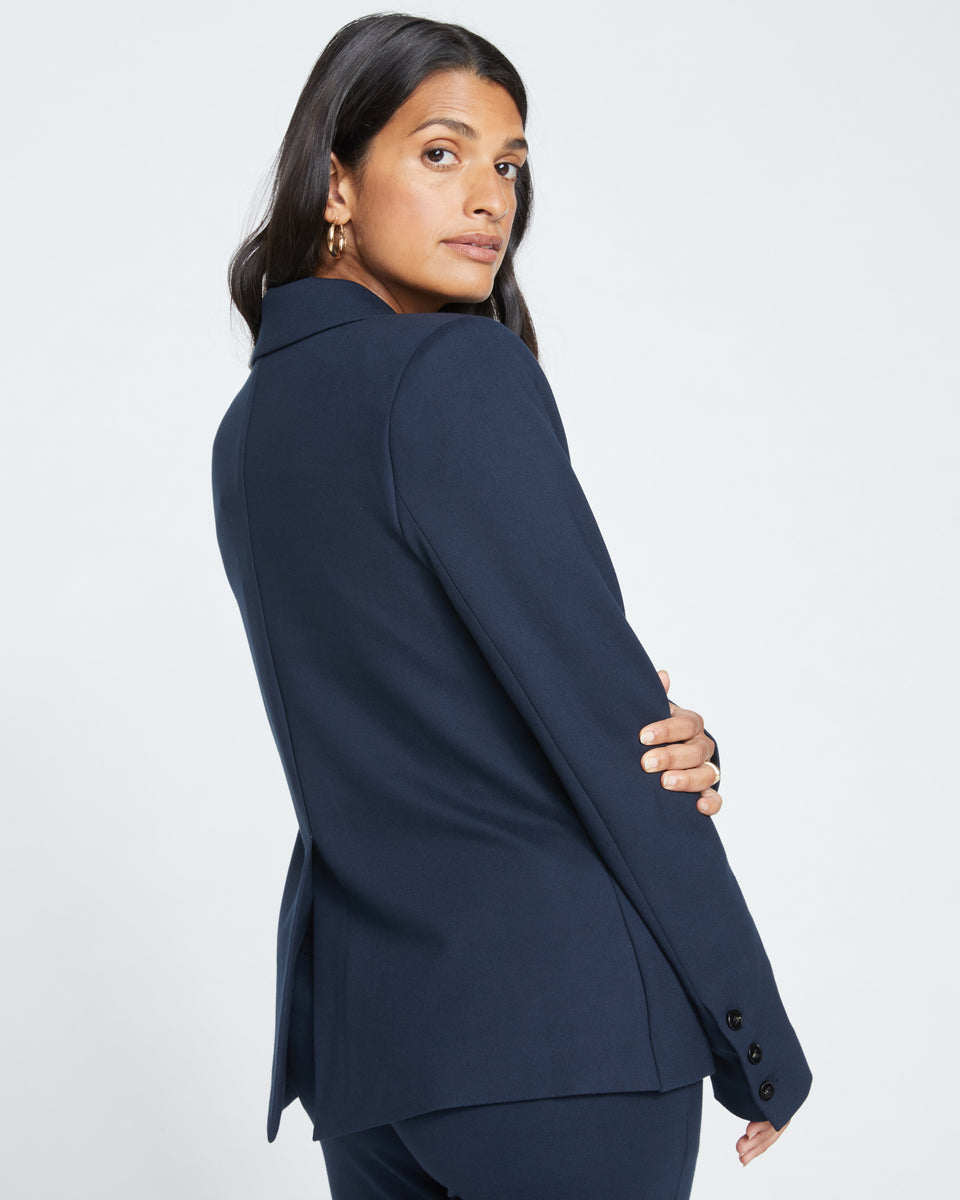 Janelle Tailored Ponte Blazer - Navy Zoom image 3