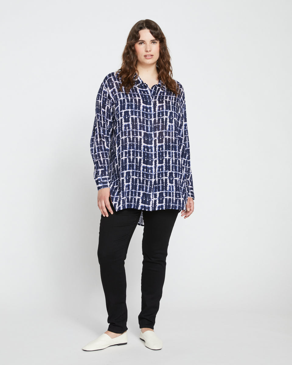 Toni Hi Low Tunic - Blue Shibori Print Zoom image 0