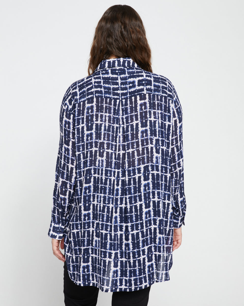 Toni Hi Low Tunic - Blue Shibori Print Zoom image 3