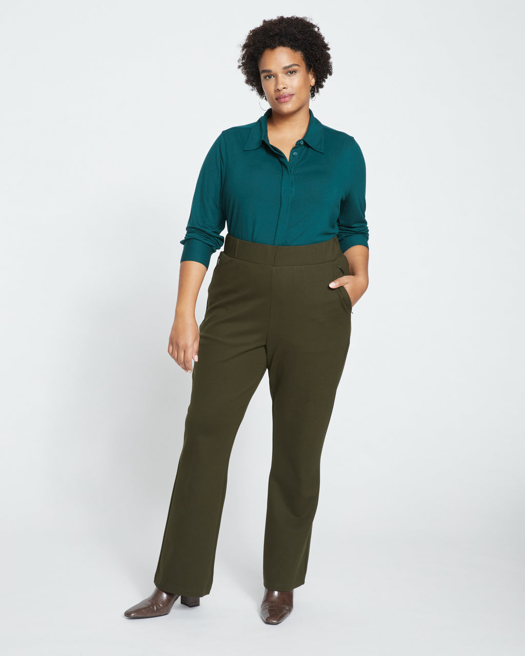 Amazon.com: XIALON Women's Dress Wide Band Waist Zip Back Pants (Color : Dark  Green, Size : X-Large) : Clothing, Shoes & Jewelry