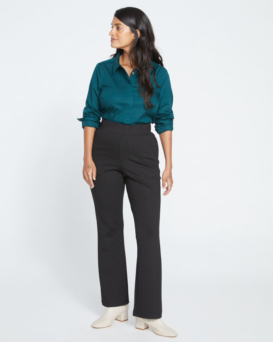 Pull On Bootcut Ponte Pants - Slate Pinstripe Zoom image 0