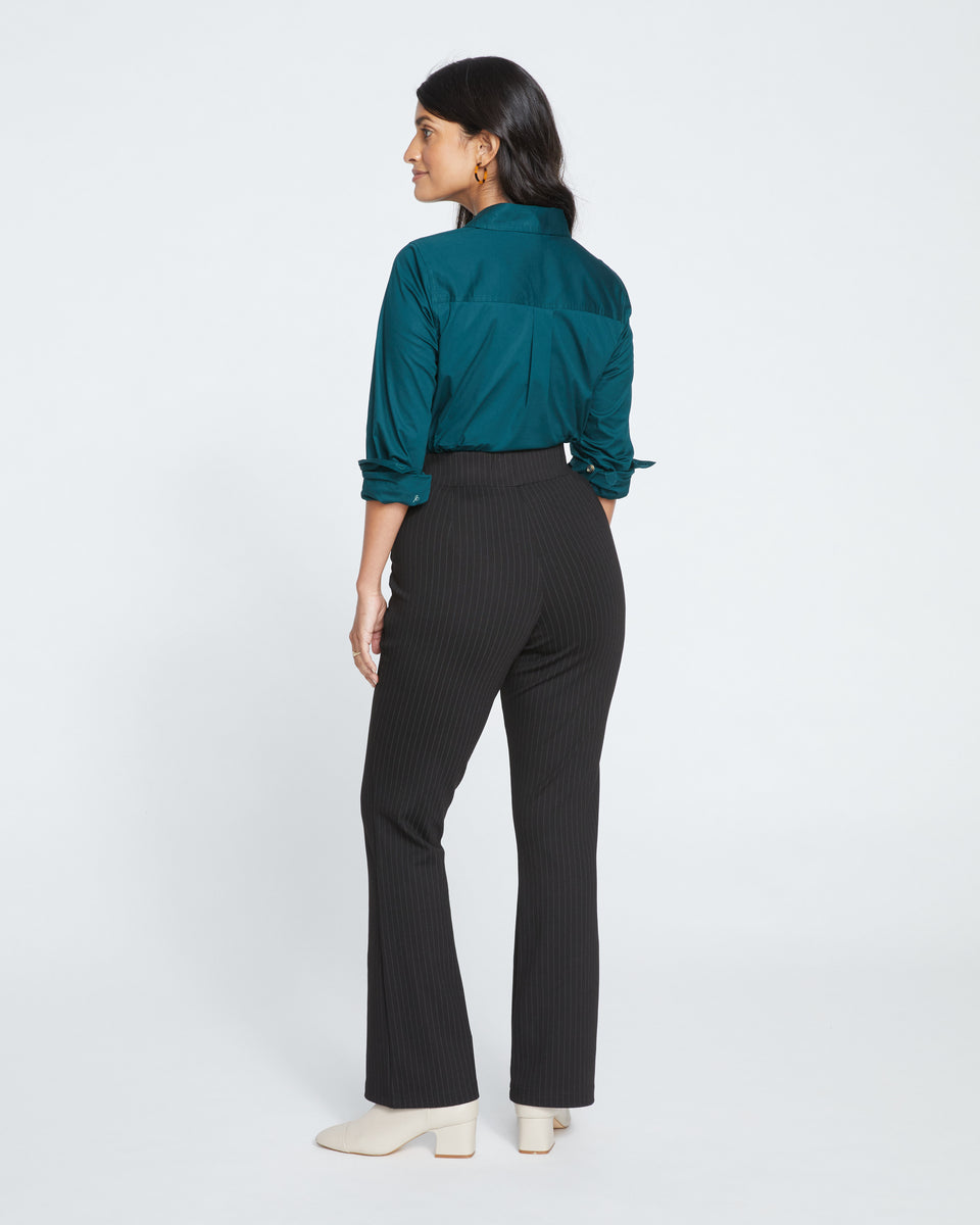 Pull On Bootcut Ponte Pants - Slate Pinstripe Zoom image 3