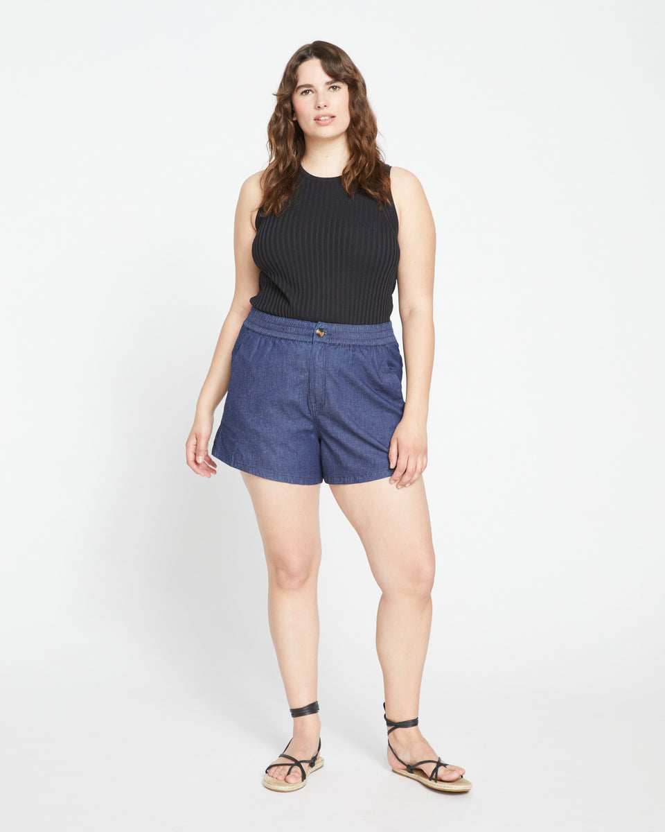 Capri Chambray Shorts - Dark Indigo Zoom image 0