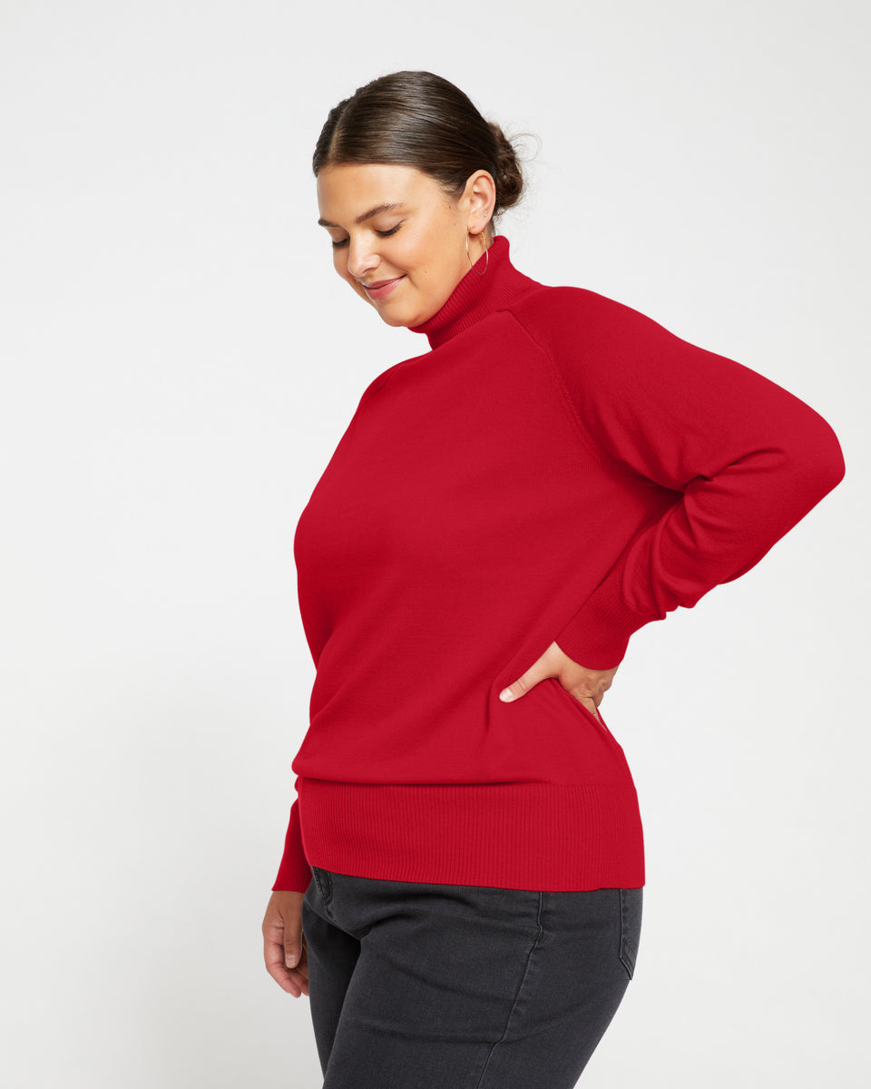 Renee Raglan Turtleneck - Vermilion Red Zoom image 2