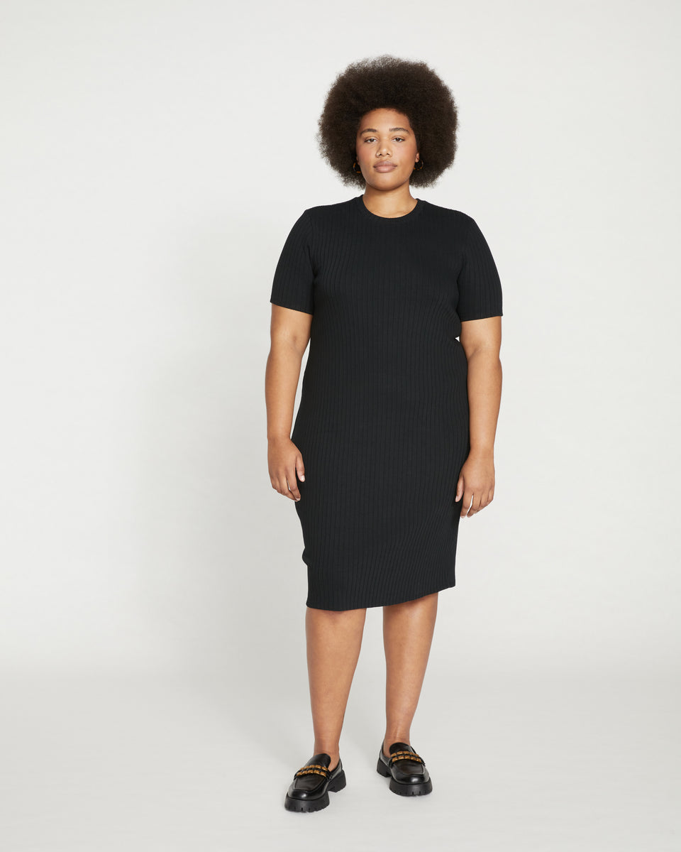 Aspen Rib T-Shirt Dress - Black Zoom image 0