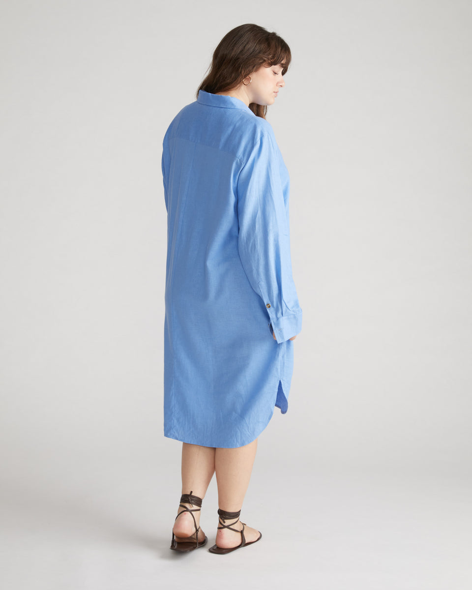 Seaside Linen Shirtdress - Hamptons Hydrangea Zoom image 4