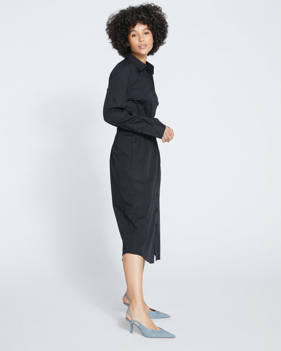 Hamptons Smocked Shirtdress - Black Zoom image 2