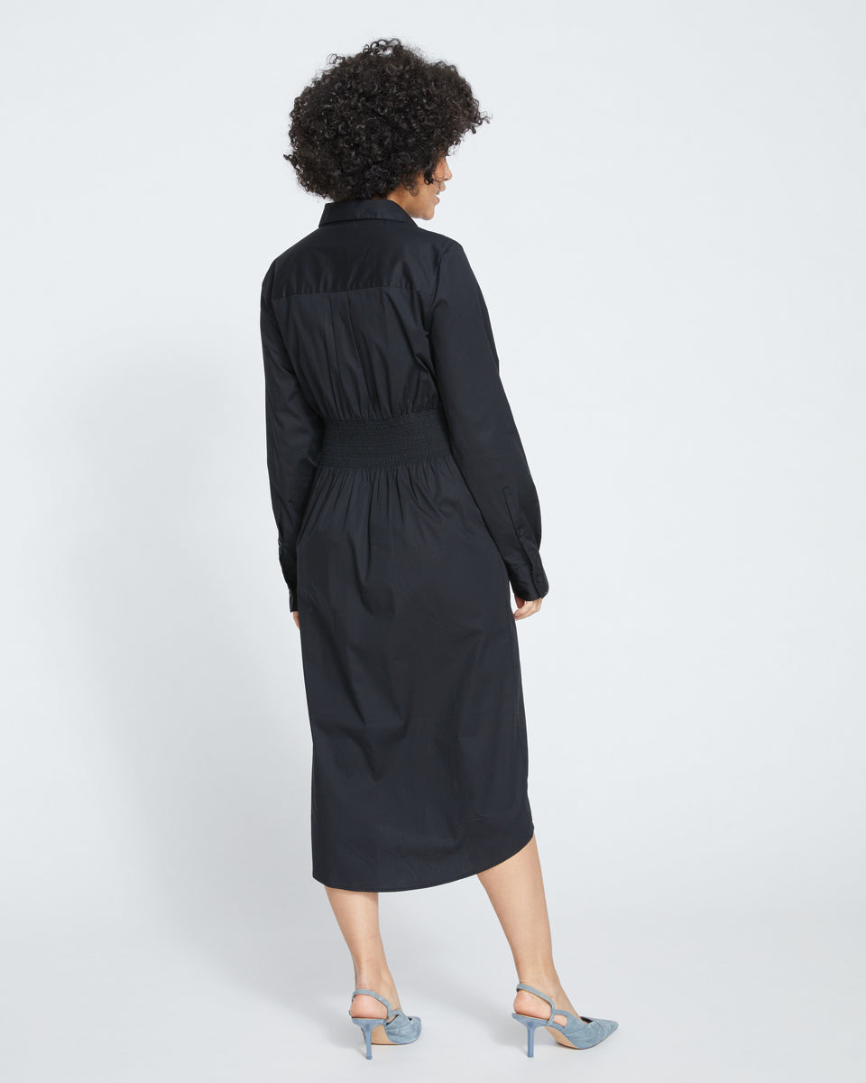 Hamptons Smocked Shirtdress - Black Zoom image 3