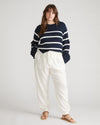 Bardot Wide Sleeve Cotton Sweater - Navy/White Stripe thumbnail 0