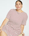 Belle Breton-Stripe Compact Jersey Dress - Ecru/Burgundy Stripe thumbnail 0