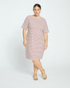 Belle Breton-Stripe Compact Jersey Dress - Ecru/Burgundy Stripe thumbnail 1