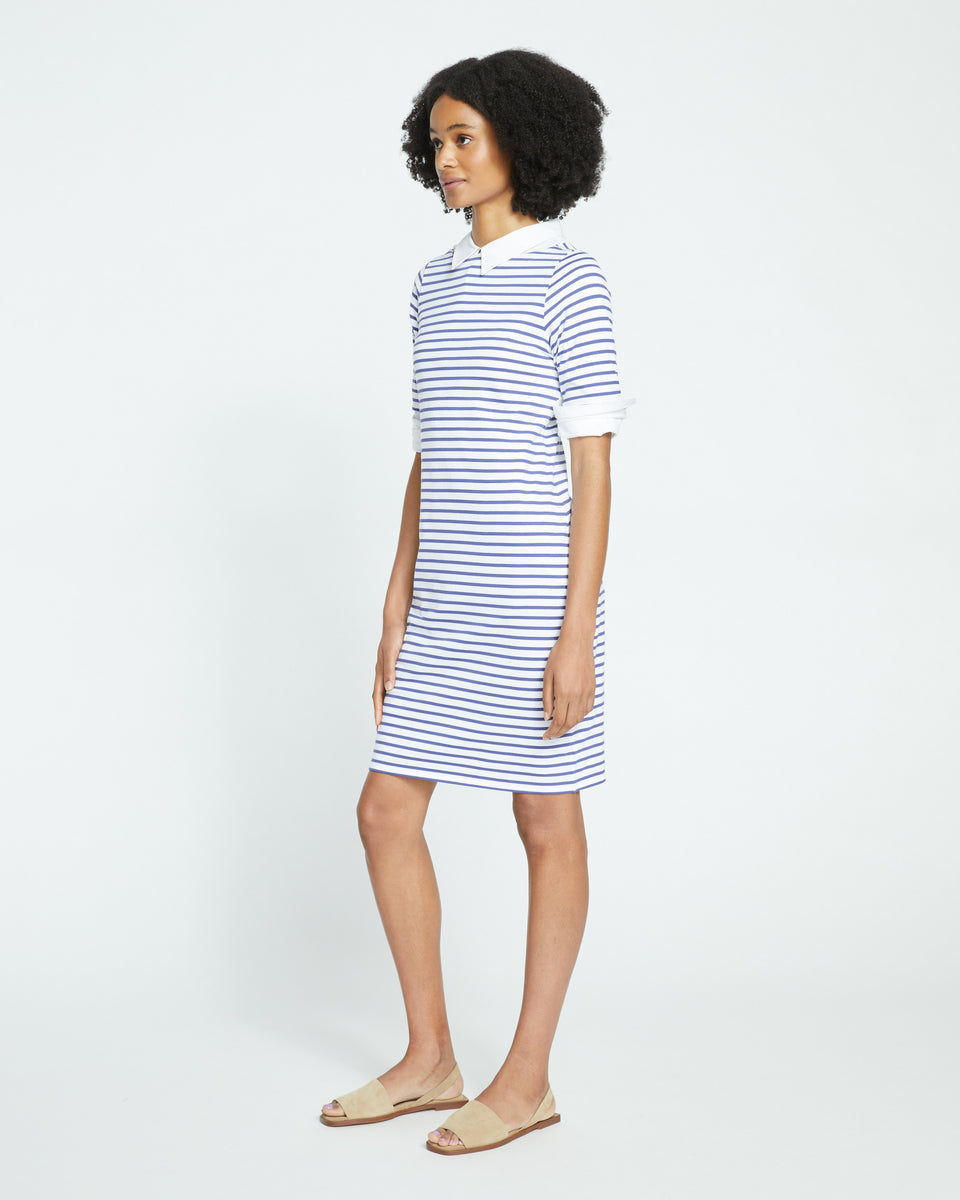 Belle Breton-Stripe Compact Jersey Dress - White/Navy Stripe Zoom image 2