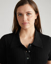 Jacqueline Short Sleeve Polo Sweater - Black thumbnail 0