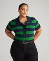 Jacqueline Short Sleeve Polo Sweater - Navy/Mineral Green thumbnail 0