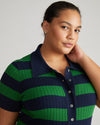 Jacqueline Short Sleeve Polo Sweater - Navy/Mineral Green thumbnail 1