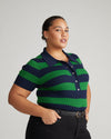 Jacqueline Short Sleeve Polo Sweater - Navy/Mineral Green thumbnail 2