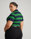 Jacqueline Short Sleeve Polo Sweater - Navy/Mineral Green thumbnail 3