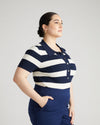 Jacqueline Short Sleeve Polo Sweater - Navy/White thumbnail 2