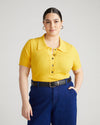 Jacqueline Short Sleeve Polo Sweater - Yellow thumbnail 1