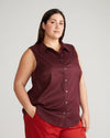 Perfect Tencel Chambray Sleeveless Shirt - Black Cherry thumbnail 0