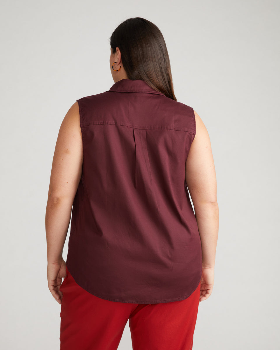 Perfect Tencel Chambray Sleeveless Shirt - Black Cherry Zoom image 2