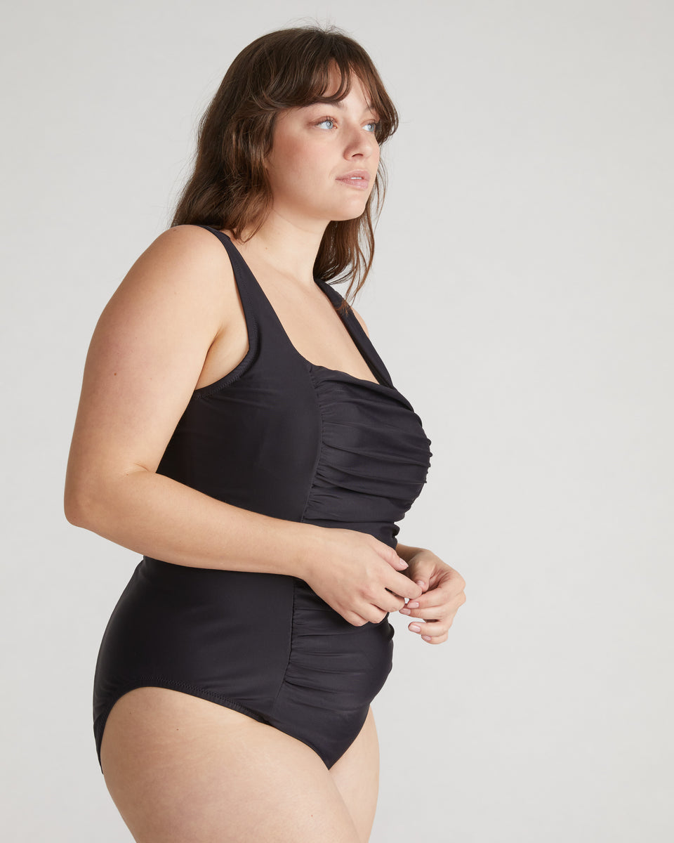 The Square Neck Swimsuit - Black Zoom image 2