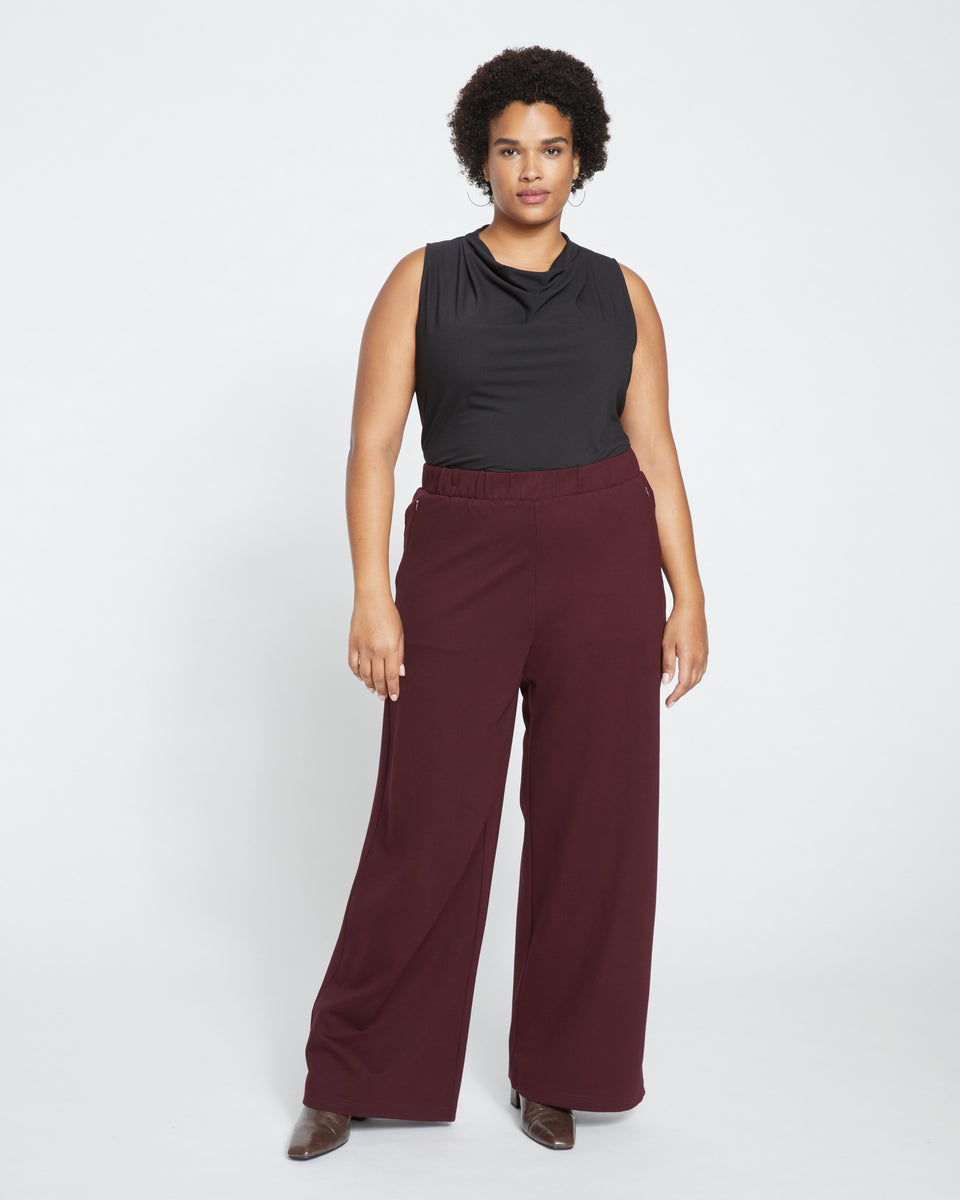 Stephanie Wide Leg Ponte Pants - Black Cherry Zoom image 0