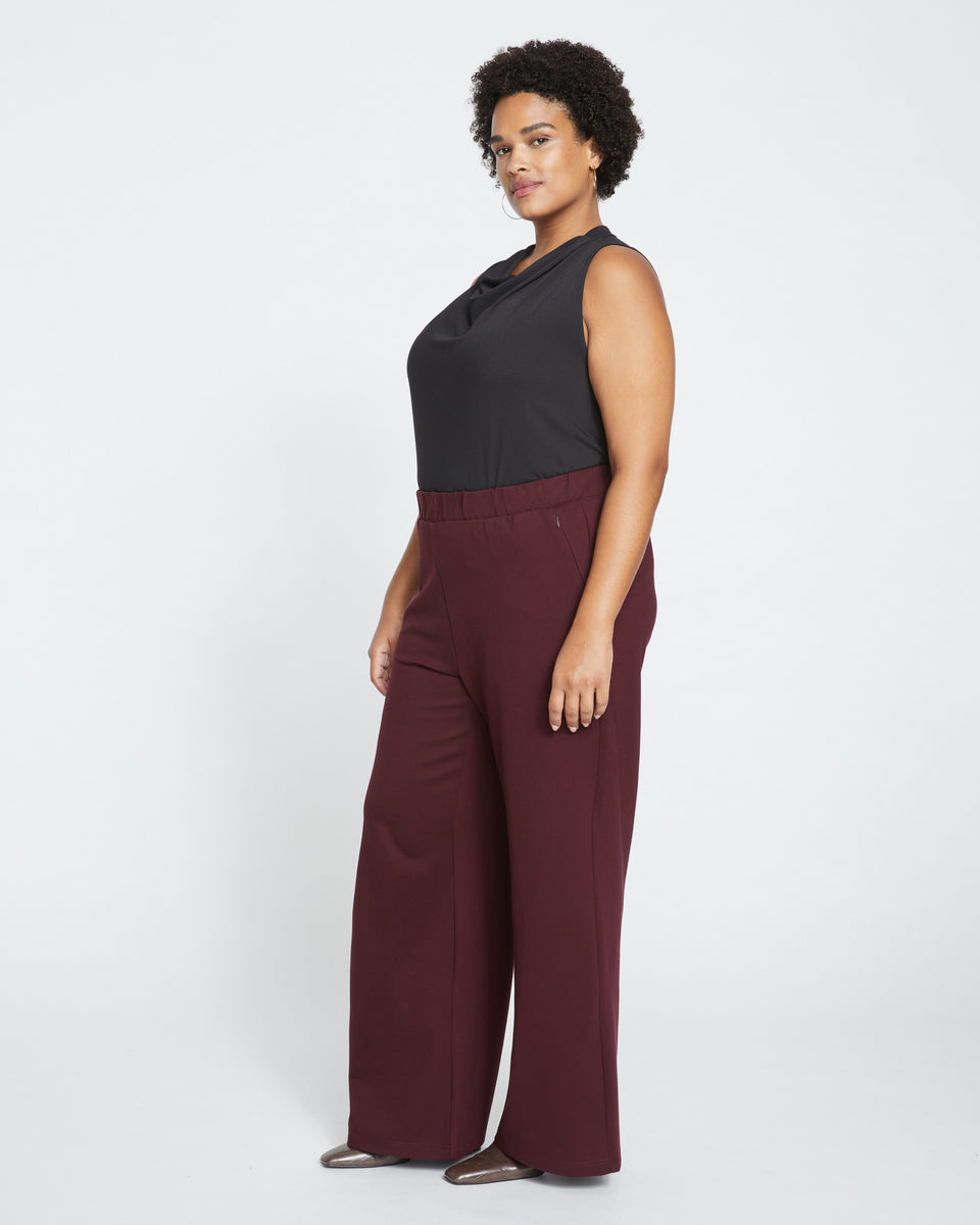 Stephanie Wide Leg Ponte Pants - Black Cherry Zoom image 2