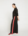 Stephanie Wide Leg Stripe Ponte Pants 27 Inch - Black/Paeonia/Sanguinello thumbnail 2