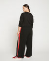 Stephanie Wide Leg Stripe Ponte Pants 27 Inch - Black/Paeonia/Sanguinello thumbnail 3