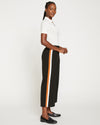 Stephanie Wide Leg Stripe Ponte Pants 27 Inch - Black with Ochre/White Stripe thumbnail 2