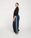 Stephanie Wide Leg Stripe Ponte Pants 27 Inch - Navy with Absinthe/Navy Stripe thumbnail 2