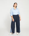 Stephanie Wide Leg Stripe Ponte Pants 27 Inch - Navy with Blue/White Stripe thumbnail 0