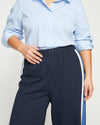Stephanie Wide Leg Stripe Ponte Pants 27 Inch - Navy with Blue/White Stripe thumbnail 1