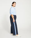 Stephanie Wide Leg Stripe Ponte Pants 27 Inch - Navy with Blue/White Stripe thumbnail 2