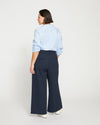 Stephanie Wide Leg Stripe Ponte Pants 27 Inch - Navy with Blue/White Stripe thumbnail 3