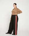 Stephanie Wide Leg Stripe Ponte Pants 33 Inch - Black/Paeonia/Sanguinello thumbnail 2