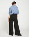 Stephanie Wide Leg Stripe Ponte Pants 33 Inch - Black with Black Stripe thumbnail 3