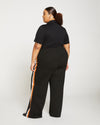 Stephanie Wide Leg Stripe Ponte Pants 33 Inch - Black with Ochre/White Stripe thumbnail 3