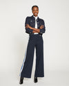 Stephanie Wide Leg Stripe Ponte Pants 33 Inch - Navy with Blue/White Stripe thumbnail 0