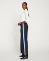 Stephanie Wide Leg Stripe Ponte Pants 33 Inch - Navy with Blue/White Stripe thumbnail 2
