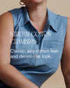 Minimalist Stretch Cotton Chambray Shirt - Vintage Indigo thumbnail 4