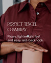 Perfect Tencel Chambray Drop Waist Shirtdress - Black Cherry thumbnail 3
